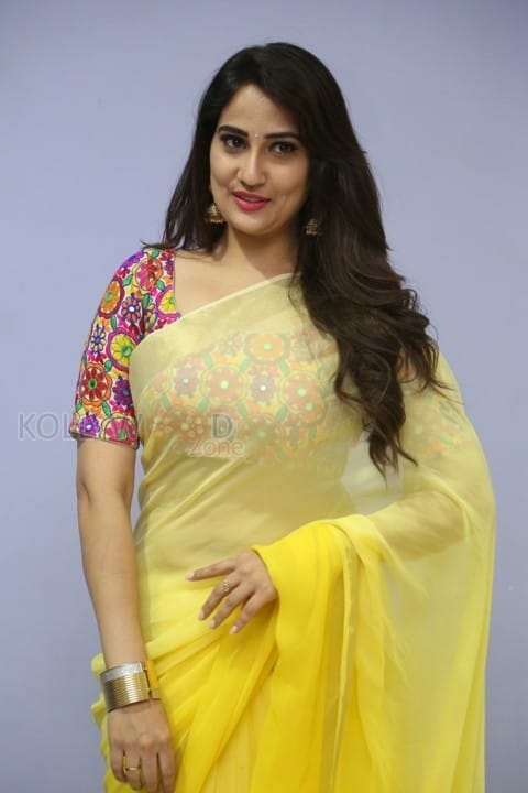 Actress Manjusha Yellow Saree Photos