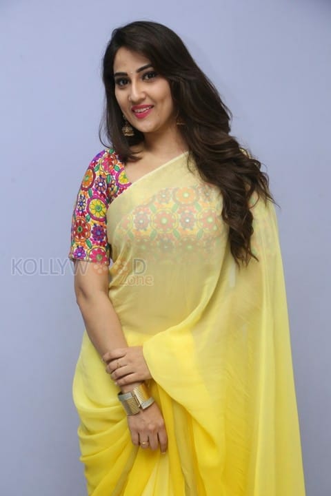 Actress Manjusha Yellow Saree Photos