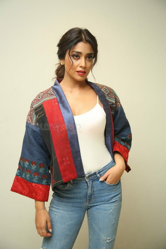 Actress Shriya Saran At Raja Vaaru Rani Gaaru Movie Poster Launch Press Meet Photos