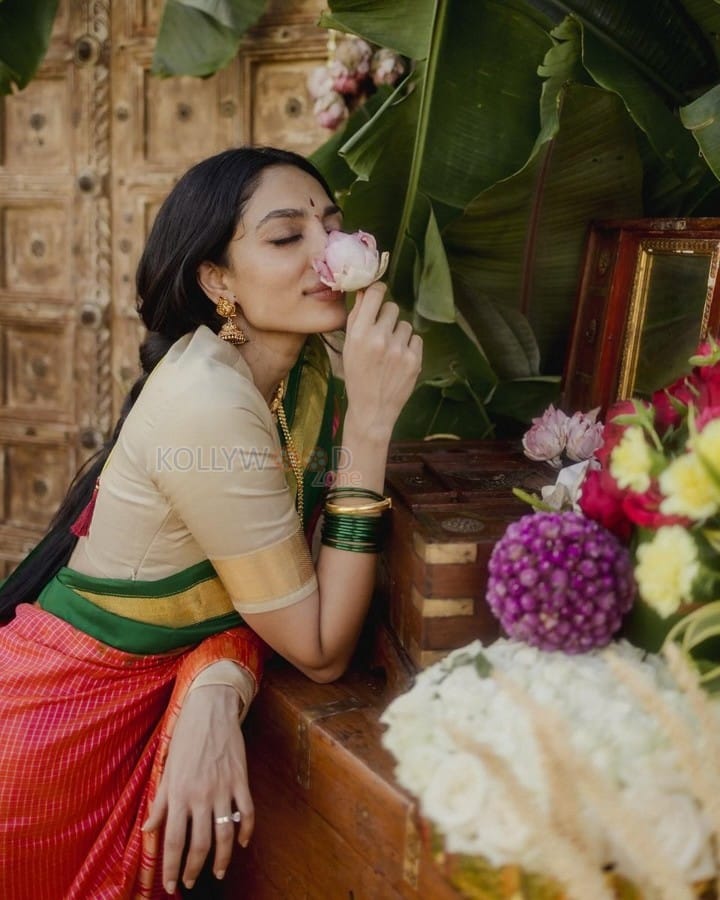 Alluring Sobhita Dhulipala in a Traditional Red Silk Saree Photos 01