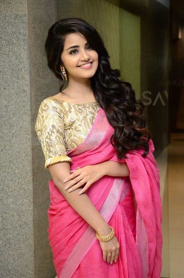 Anupama Parameshwaran Pink Saree Photos