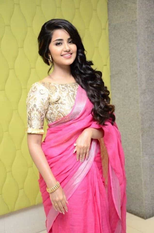 Anupama Parameshwaran Pink Saree Photos