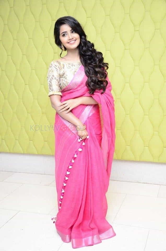 Anupama Parameshwaran Pink Saree Photos