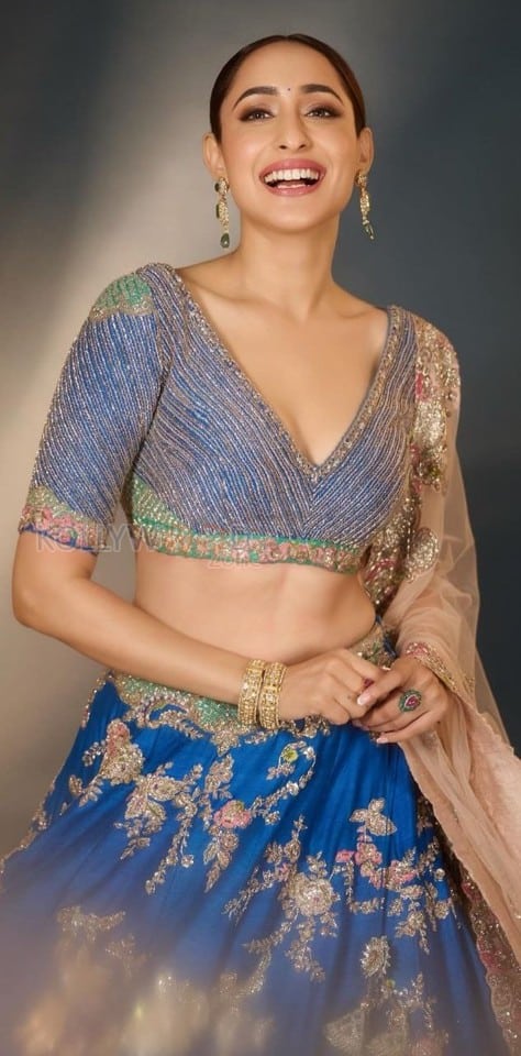 Beautiful Pragya Jaiswal in a Blue Lehenga at Daaku Maharaaj Success Meet Pictures 03