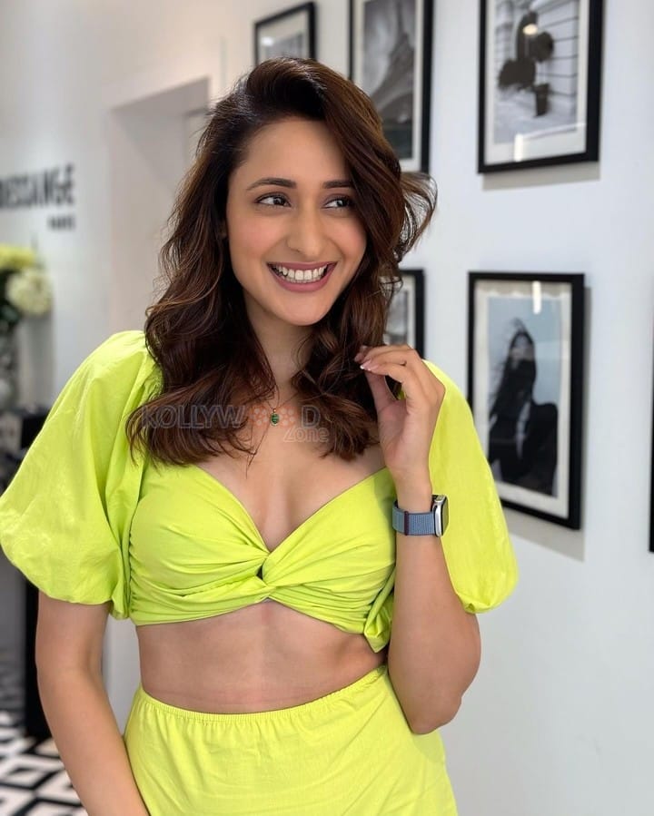 Bold Pragya Jaiswal in a Lime Green Crop Top and Mini Skirt Pictures 01