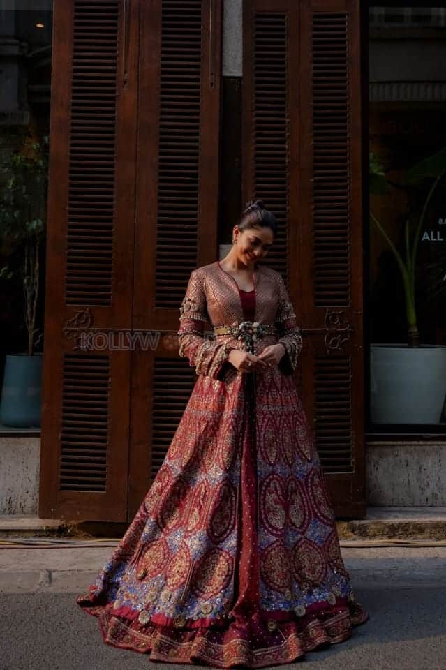 Cute Mrunal Thakur in a Floral Lehenga Photoshoot Stills 01