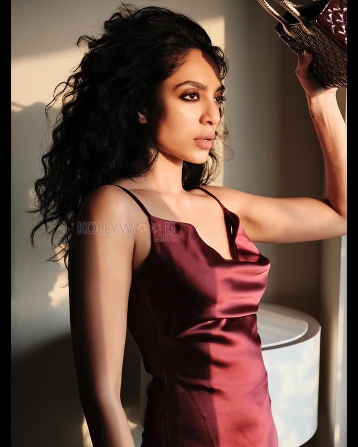 Dazzling Sobhita Dhulipala in a Maroon Dress for Bulgari Photoshoot Pictures 02