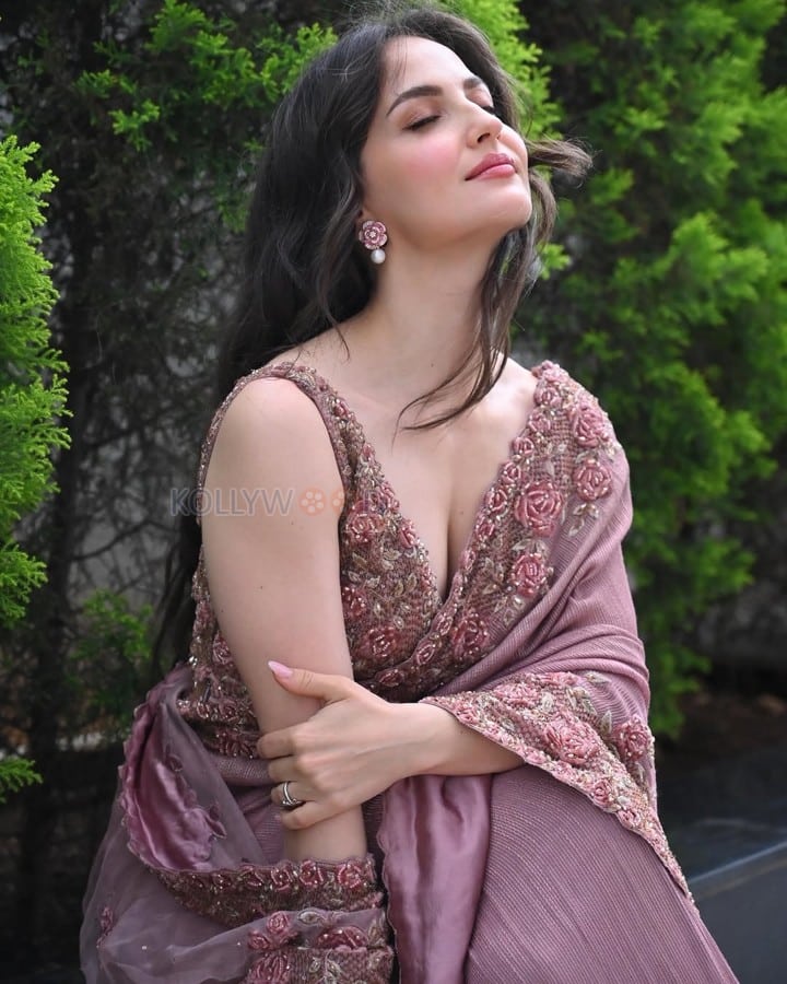 Elegant Diva Ellie AvrRam in a Pink Saree Photos 02