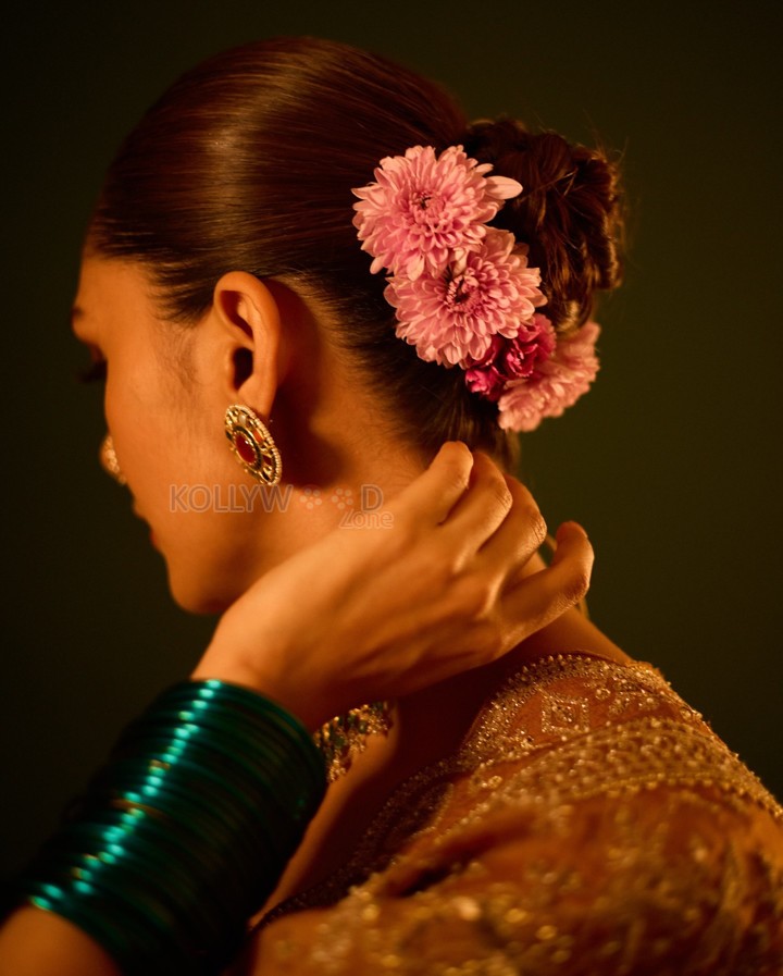 Enchanting Mrunal Thakur in a Golden Anarkali Suit Photoshoot Photos 03