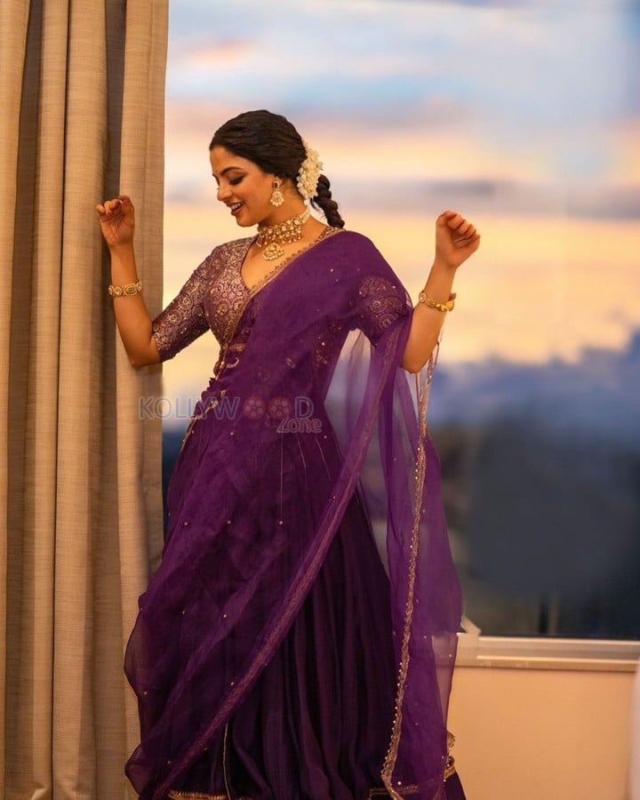 Gorgeous Nikhila Vimal in a Purple Lehenga Photos 02