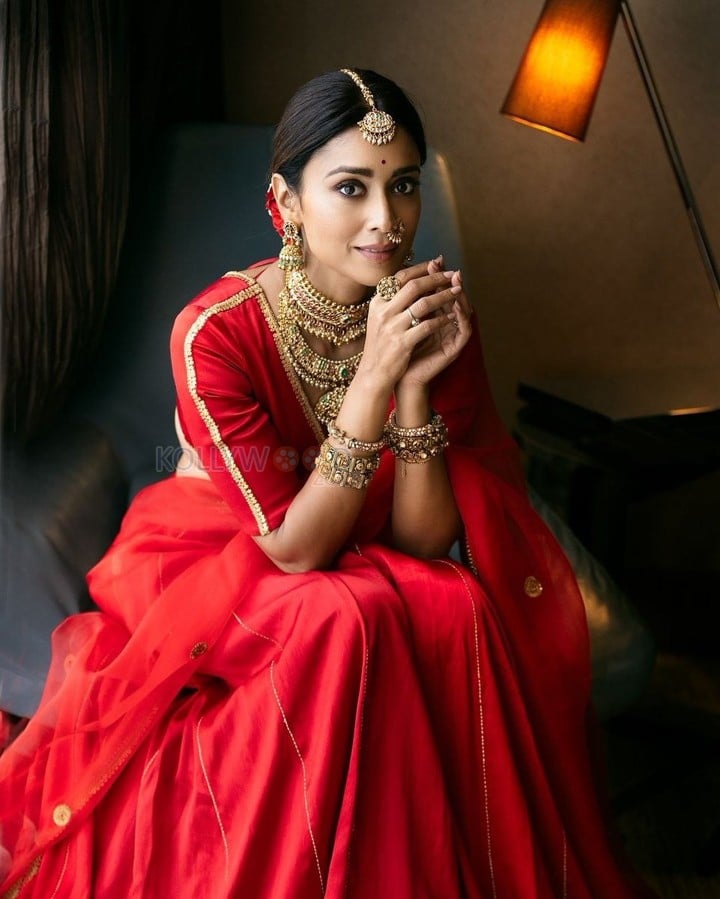 Stunning Shriya Saran in a Red Lehenga Photos 04