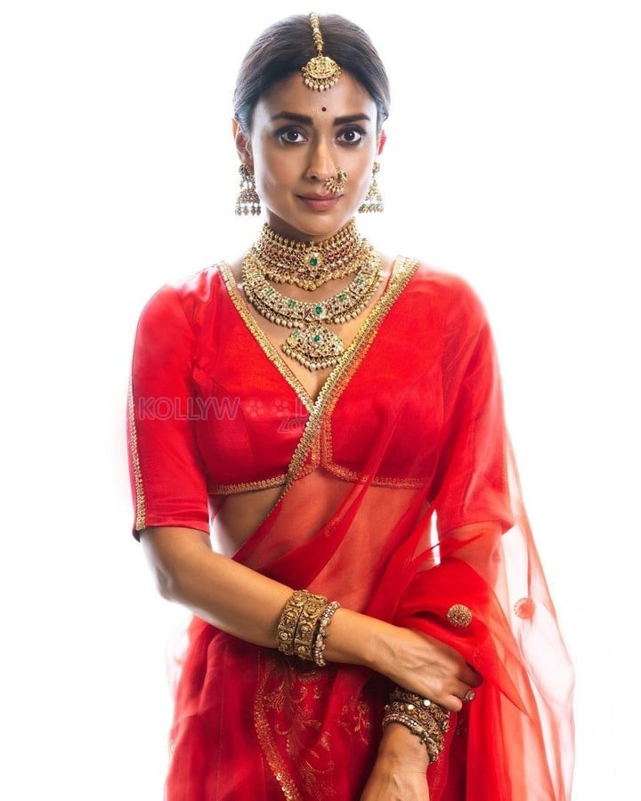 Stunning Shriya Saran in a Red Lehenga Photos 08