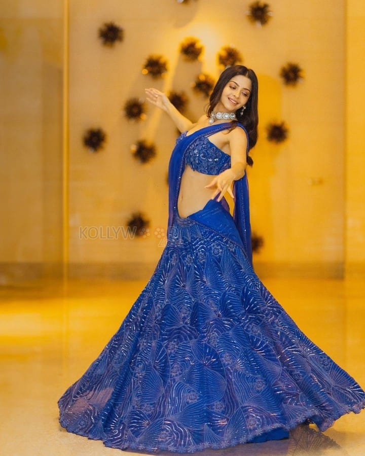 Stunning Vedhika Kumar Navel in a Blue Lehenga Pictures 03