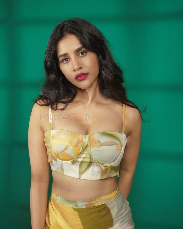 Swayambhu Nabha Natesh in a Daring Two Piece Bustier Top and Floral Midi Skirt Photos 03