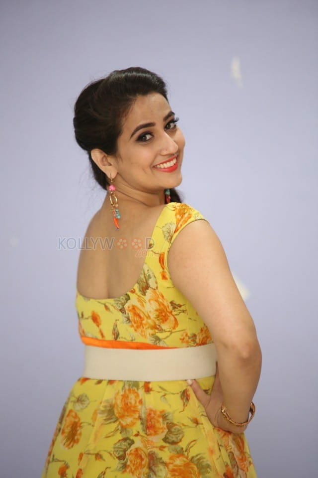 Telugu Actress Manjusha Yellow Dress Photos