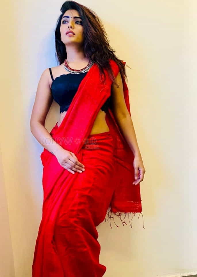 Actress Eesha Rebba Glamorous Red Saree Photos