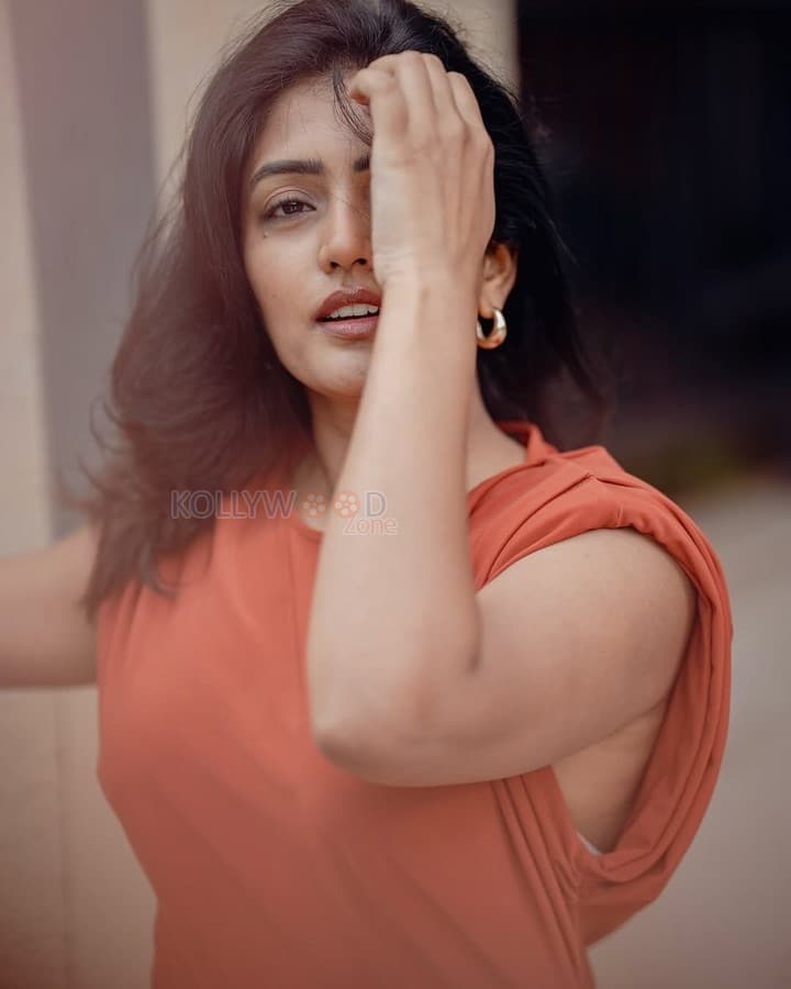 Graceful Eesha Rebba in an Orange Dress Photos 01