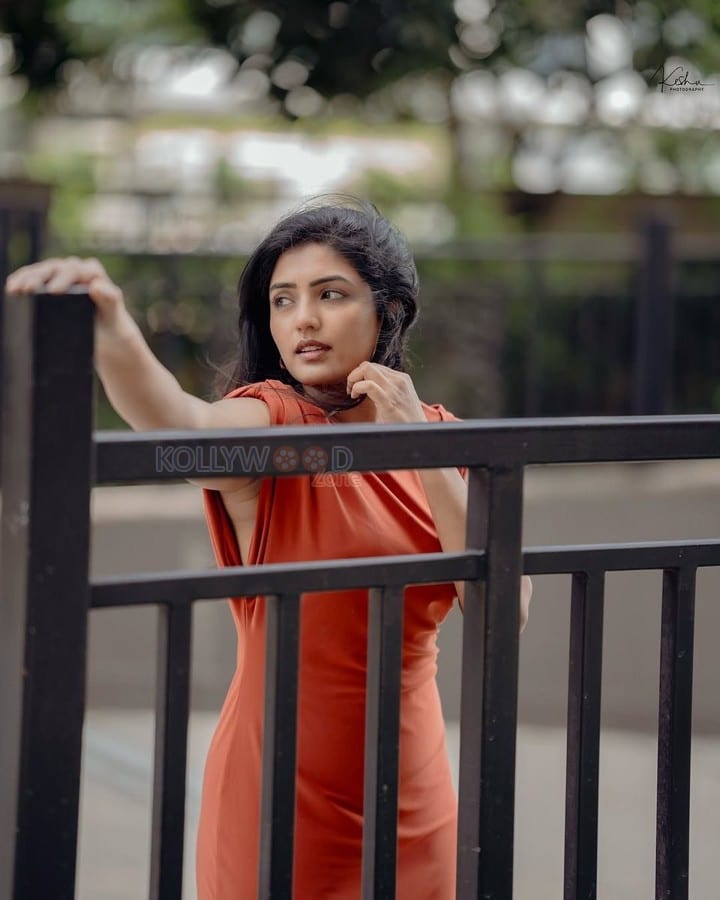 Graceful Eesha Rebba in an Orange Dress Photos 04