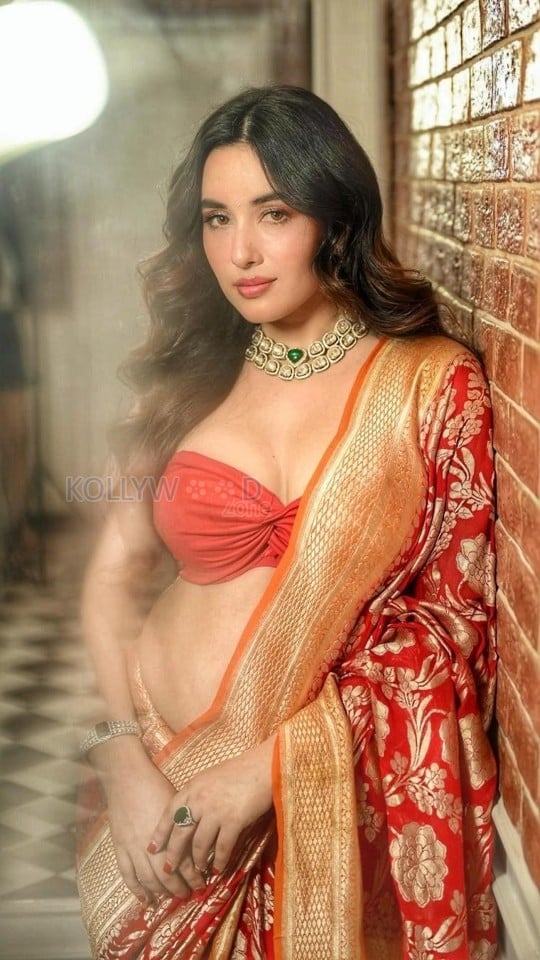 Nepalese Beauty Aditi Budhathoki in a Designer Saree with Busty Blouse Photos 02