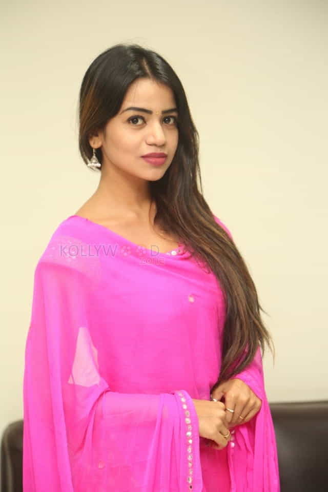 Telugu Actress Bhavya Sree Pink Dress Photos