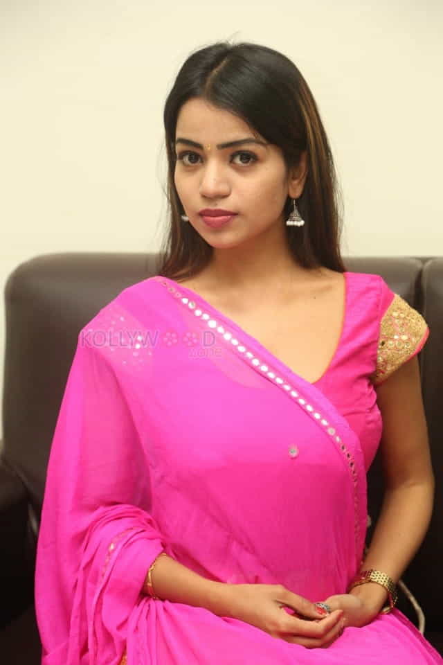 Telugu Actress Bhavya Sree Pink Dress Photos