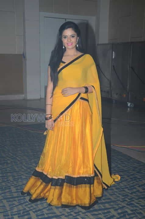 Actress Sreemukhi Yellow Saree Stills