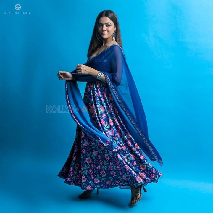 Beautiful Wamiqa Gabbi in a Blue Anarkali Dress Photos 02