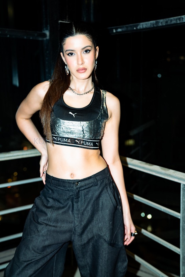 Shanaya Kapoor in a Puma Bralette with a Sleek Black Baggy Pant Photo 01