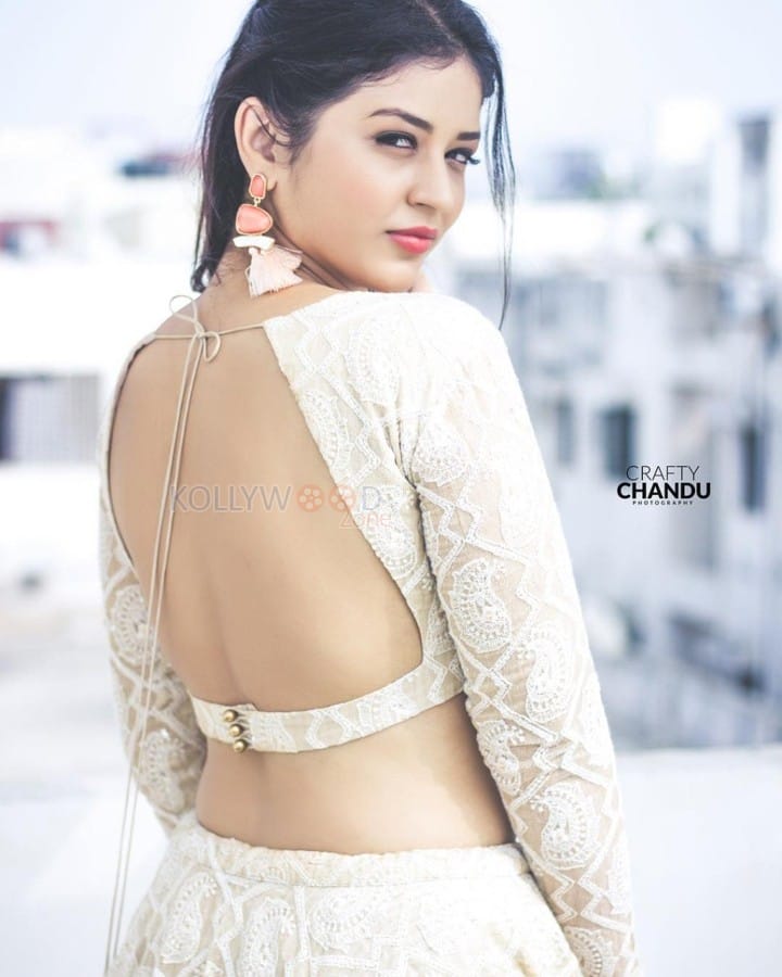 Taxiwaala Actress Priyanka Jawalkar in an Embroidered Lehenga and Backless Choli Photos 02