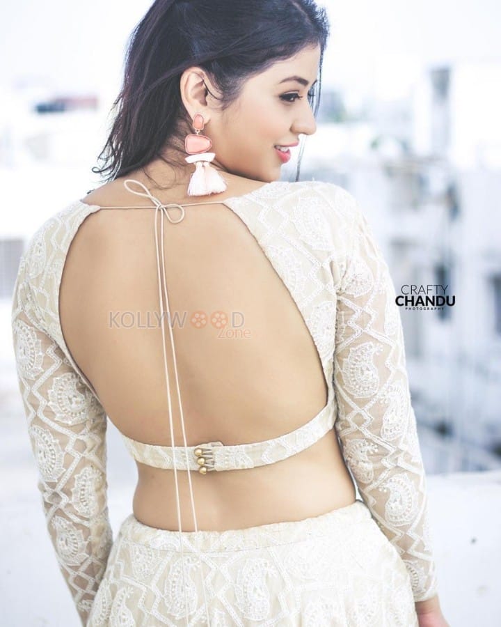 Taxiwaala Actress Priyanka Jawalkar in an Embroidered Lehenga and Backless Choli Photos 03
