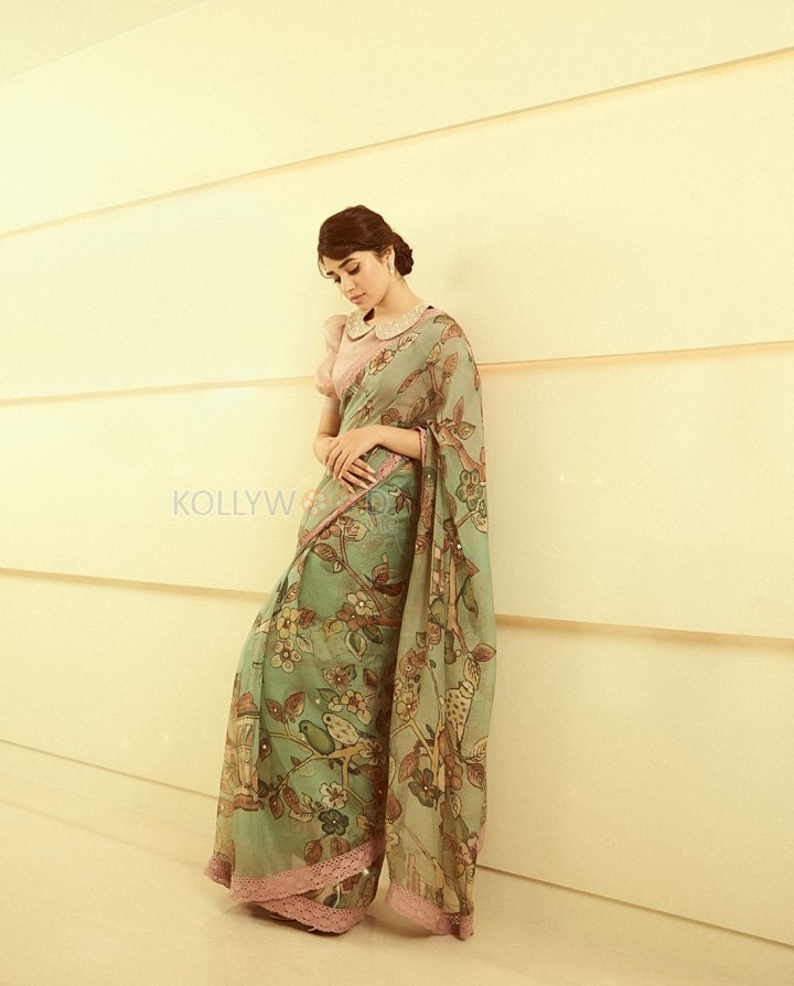 Vintage Beauty Krithi Shetty in a Floral Saree Photos 04