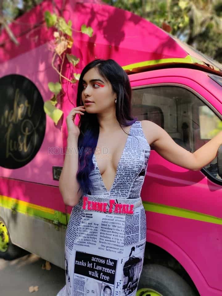 Adah Sharma Wearing A Newspaper Gown And Showing Cleavage On The Red Carpet Stills