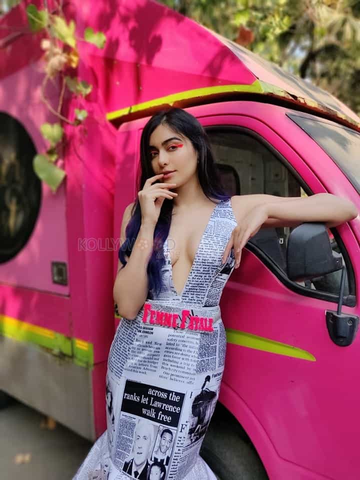 Adah Sharma Wearing A Newspaper Gown And Showing Cleavage On The Red Carpet Stills