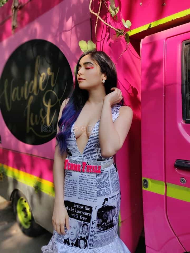 Adah Sharma Wearing A Newspaper Gown And Showing Cleavage On The Red Carpet Stills