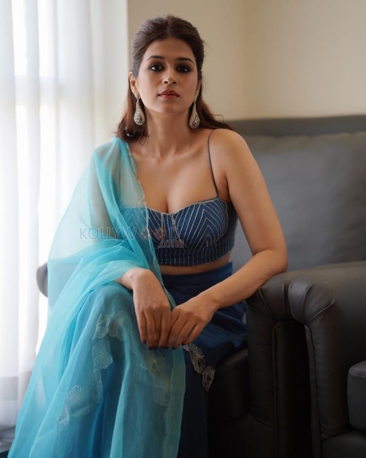 Elegant Shraddha Das in a Light Blue Lehenga Photos 01