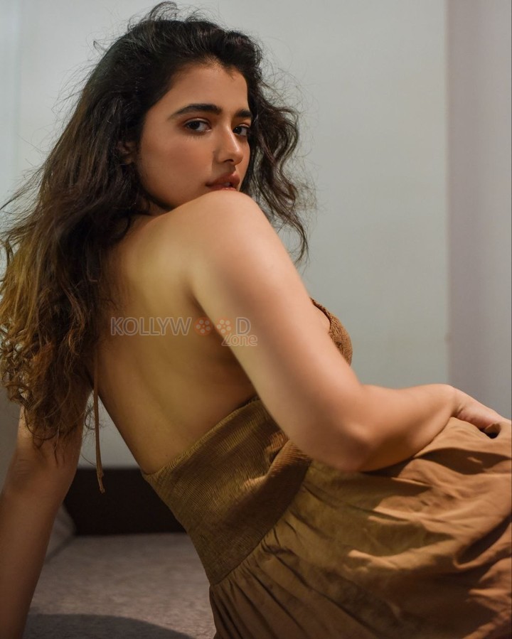 Romantic Beauty Ketika Sharma Hot in Brown Backless Dress Photos 02