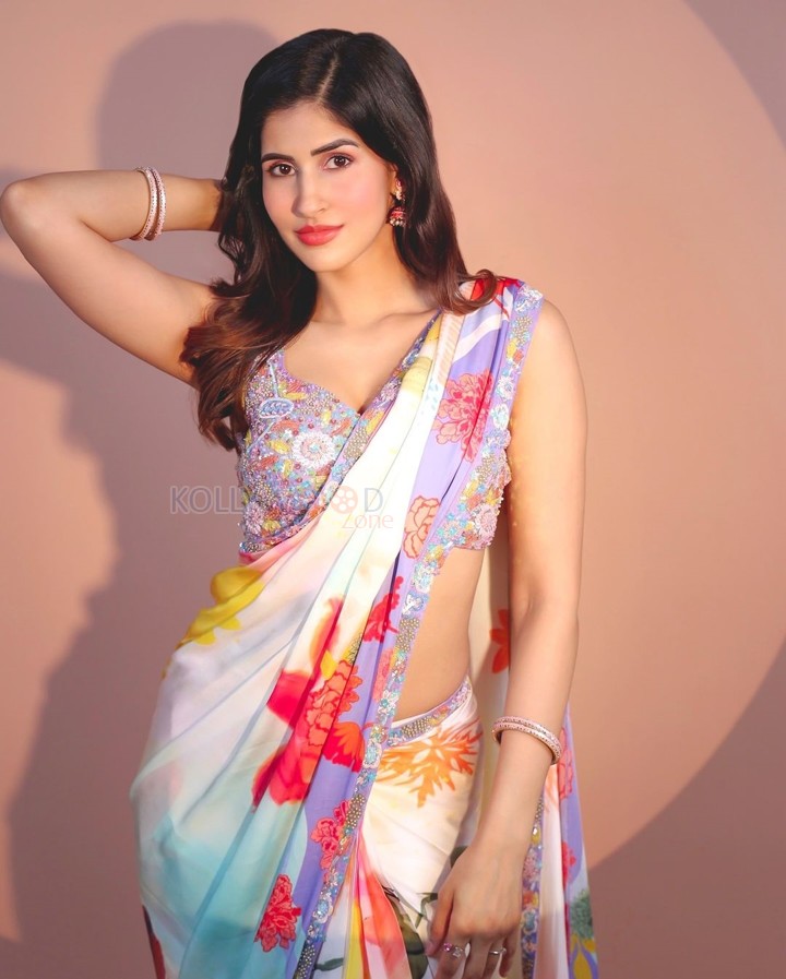 Sexy Beauty Sakshi Malik in a Floral Saree with Sleeveless Blouse Pictures 01