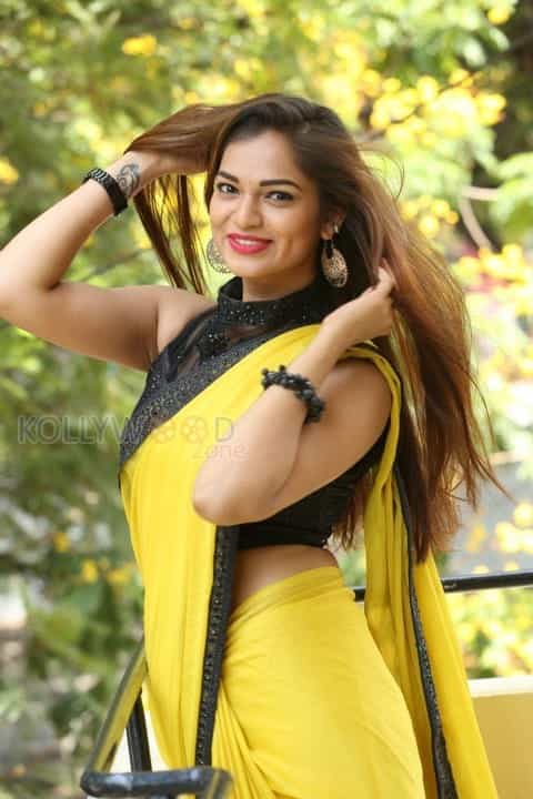 Actress Aswini Beautiful Yellow Saree Photos 15