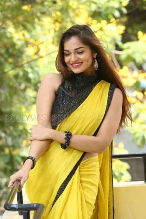 Actress Aswini Beautiful Yellow Saree Photos 17