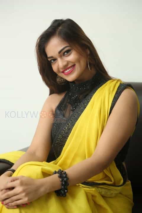 Actress Aswini Beautiful Yellow Saree Photos 53