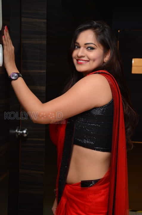 Aswini Hot Red Saree Photos 10