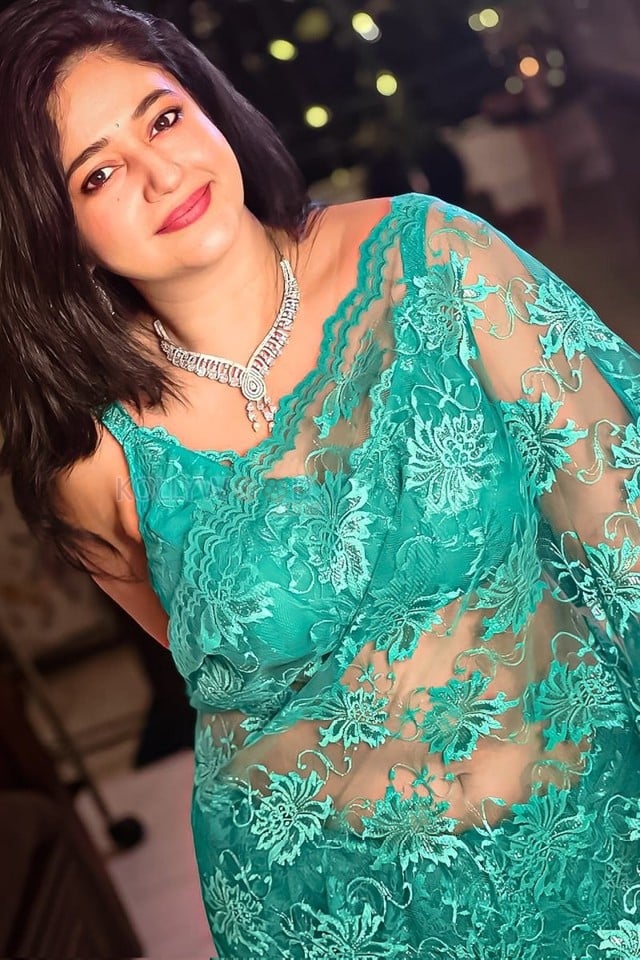 Sexy Poonam Bajwa in a See Through Turquoise Saree with Sleeveless Blouse Photos 02