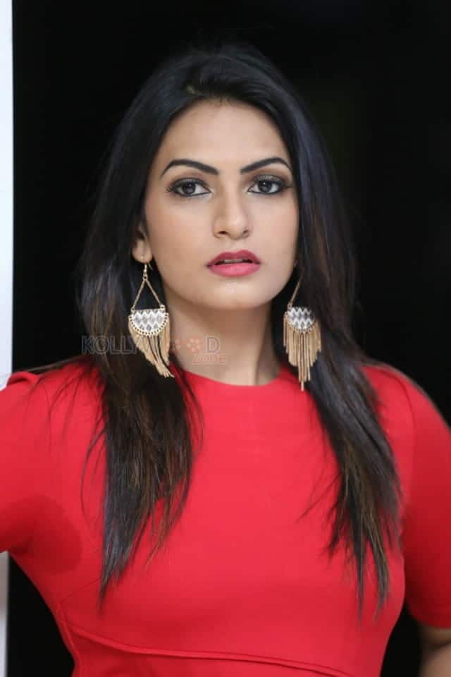 Actress Swetha Varma Red Dress Photos 01