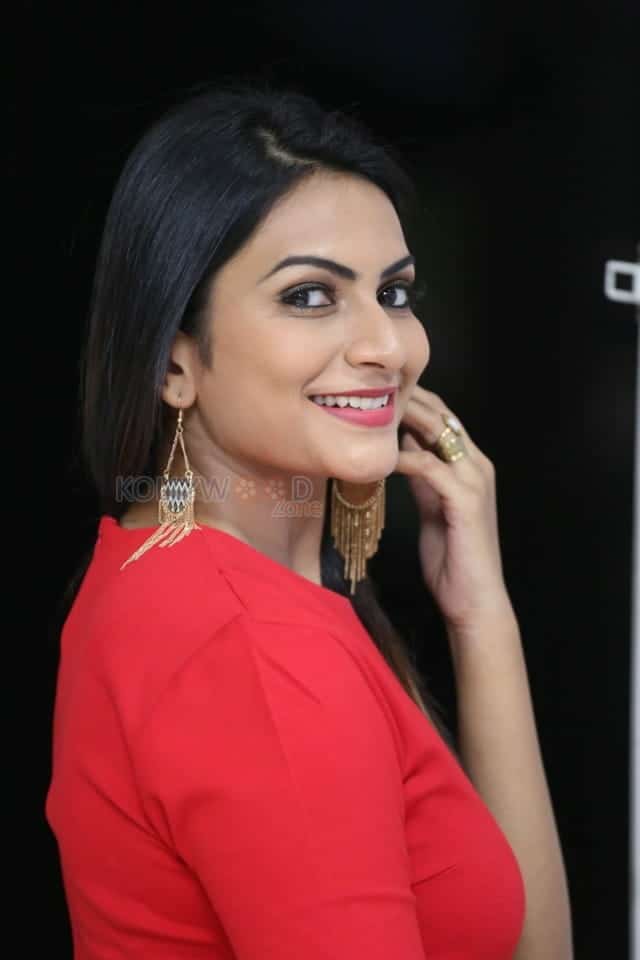 Actress Swetha Varma Red Dress Photos 02