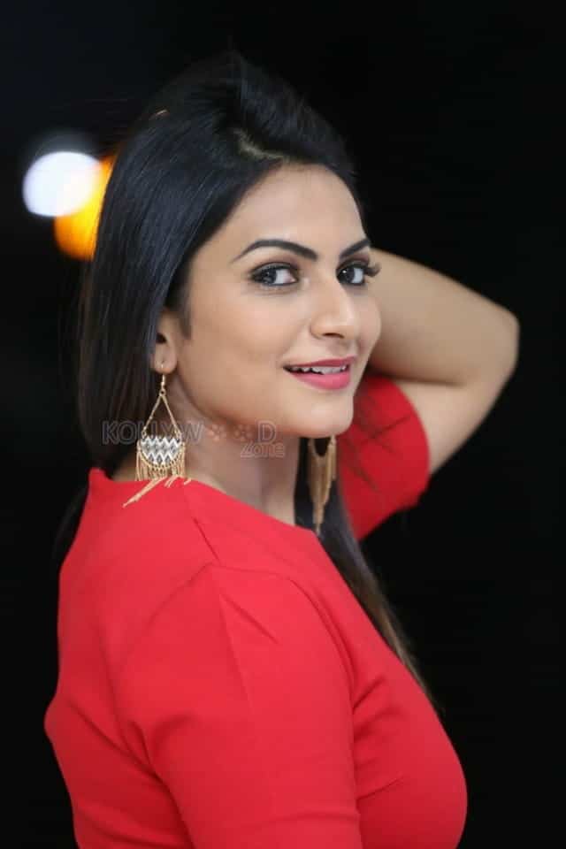 Actress Swetha Varma Red Dress Photos 03