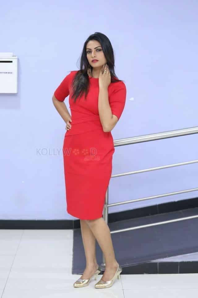 Actress Swetha Varma Red Dress Photos 07