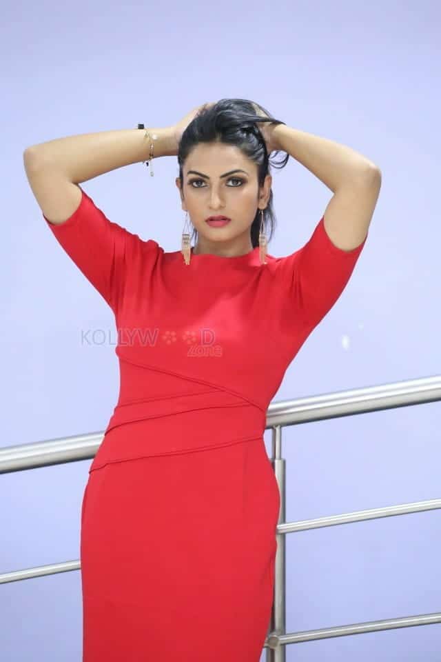 Actress Swetha Varma Red Dress Photos 19