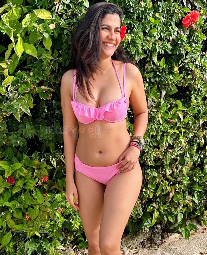 Adbhut Actress Shreya Dhanwanthary in a Pink Bikini Photos 01