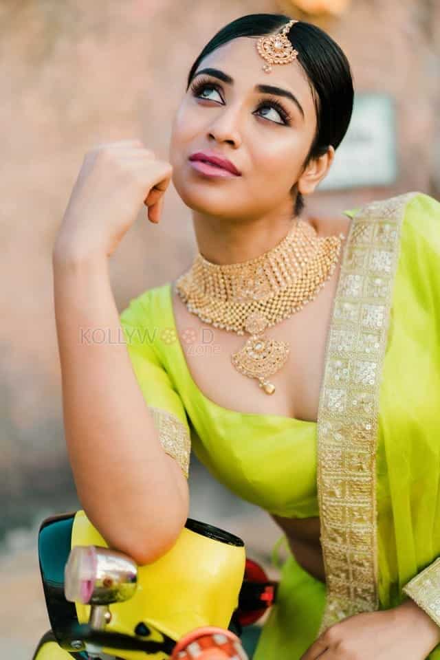 actress indhuja green saree photos 04