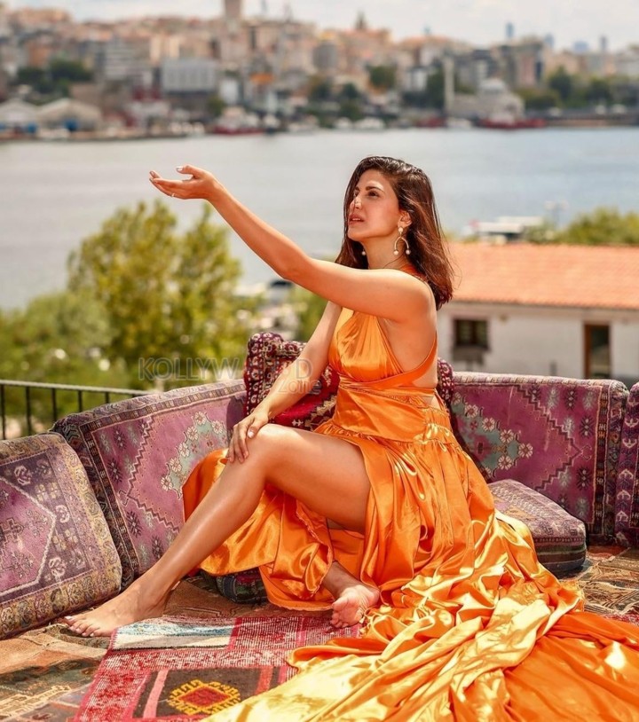 Call My Agent Bollywood Actress Aahana Kumra in an Orange Dress Photo Shoot Pictures 06